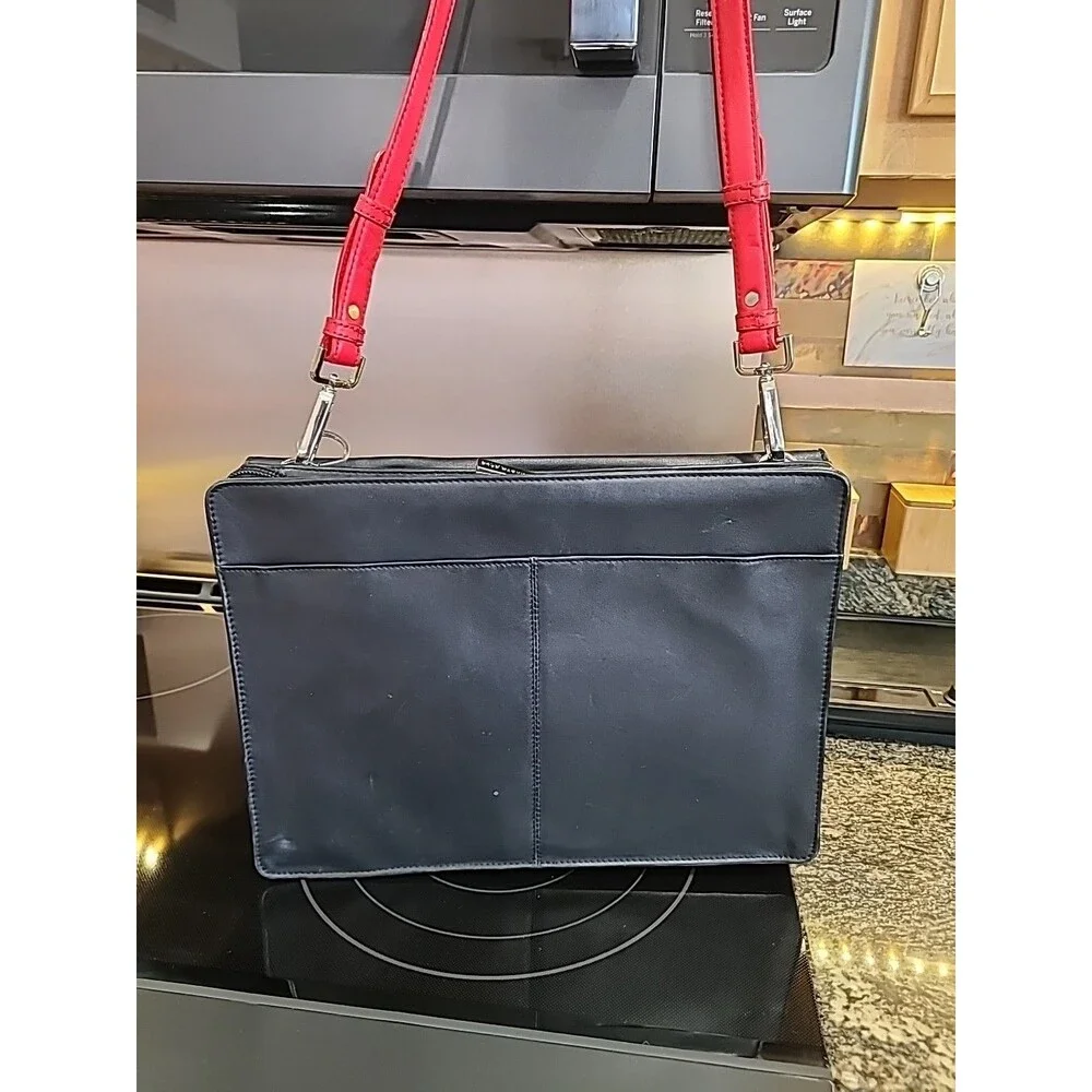Kenneth Cole Leather 3pc Messenger Portfolio Shoulder Bag wallet Excel Cond